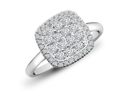 18ct White 0.55ct Dia Cluster Cushion Shape Ring Online