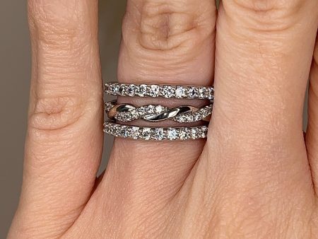 Suri  1.10ct Micro Set Diamond Triple Stack Half Eternity Ring ET38 For Cheap