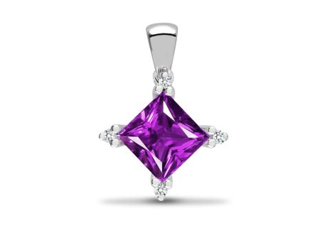 18ct White Gold Diamond And Amethyst Pendant Hot on Sale