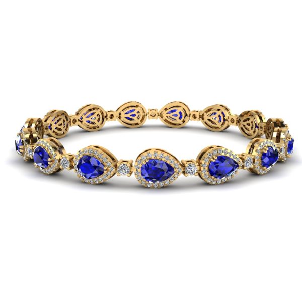 Halo Pear Shape 9 Carat Diamond and Sapphire Bracelet BRHAPSS Sale