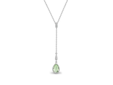 18ct White Gold Diamond And Green Amethyst Necklace Sale