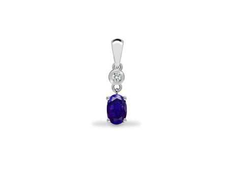 9ct White Diamonds - 4pts Tanzanite -37pts Drop Pendant Online Hot Sale