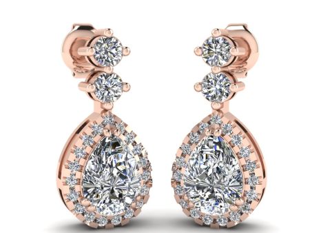 1.30 Carat Pear Shape Halo Lab Grown Diamond Drop Earrings E1PSD Online Hot Sale