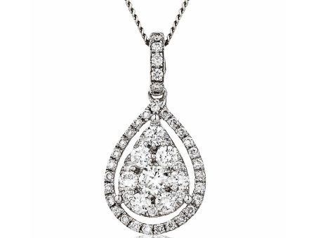 Pear Shape Diamond Cluster Pendant with a Diamond Loop For Cheap