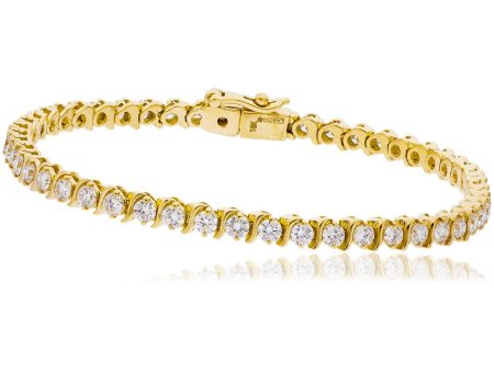 Round Cut Diamond Line Tennis Bracelet in Bar Setting on Sale