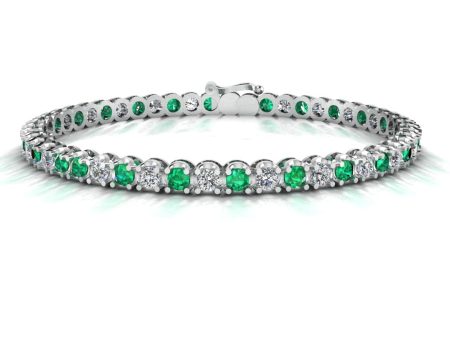 Round Brilliant Diamond and Emerald Bracelet BRDE45558 Supply