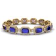 Emerald Shape 14 Carat Sapphire Center Featuring Diamond Halo Bracelet BRHAEMS Fashion