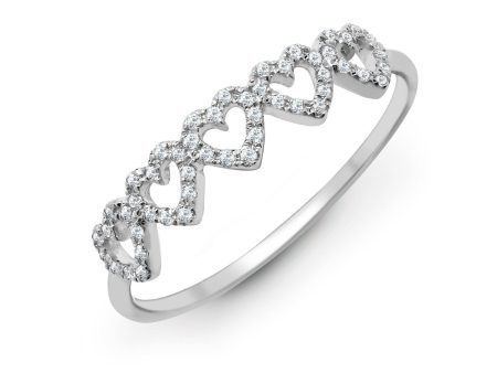 18ct White 0.15ct Diamond 5 x Heart Ring Sale