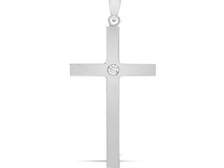 9ct White Gold Diamond Cross Online now