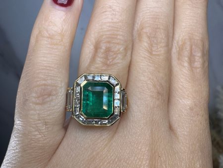 Enchanted  Emerald Cut 5 Carat Halo Engagement Ring Online Hot Sale