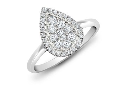 18ct White 0.40ct Dia Cluster Pear Shape Ring Online Hot Sale