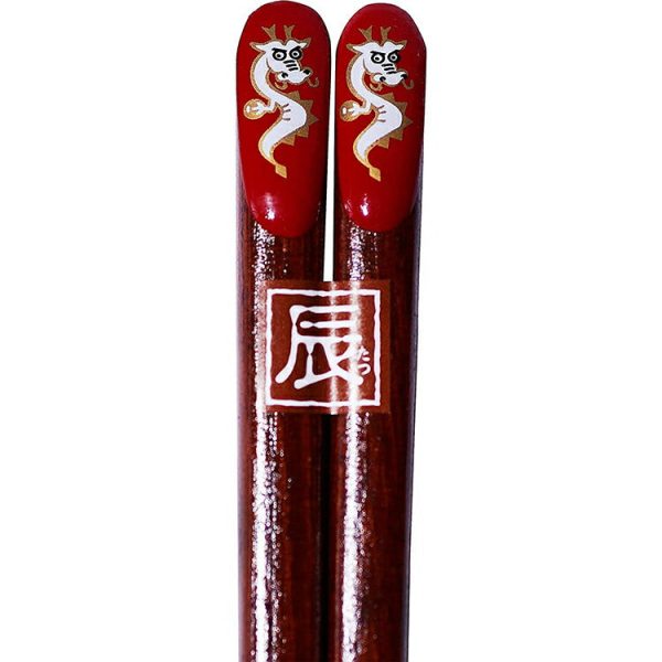 Ishida Painted Japanese chopsticks Wakasa Turn Zodiac Red Dragon traditional design Discount