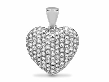 18ct White 0.66ct Diamond Pave Set Heart Pendant Online now