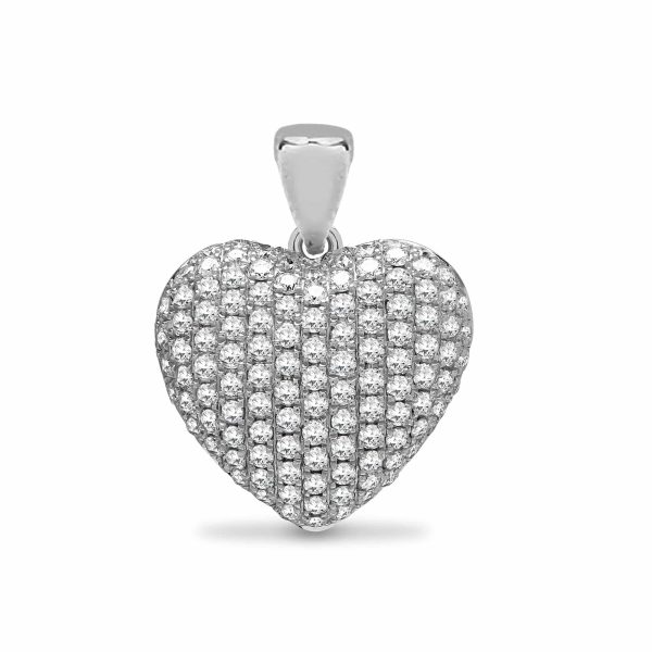 18ct White 0.66ct Diamond Pave Set Heart Pendant Online now