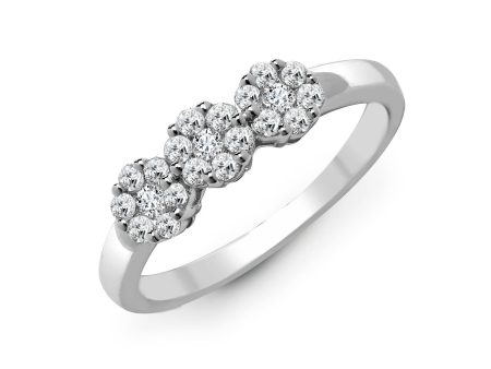 18ct White 0.45ct Diamond 3 x 7 Cluster Ring Online now