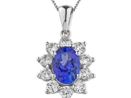 Oval Sapphire with Diamond Halo Pendant Sale