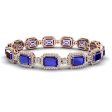 Emerald Shape 14 Carat Sapphire Center Featuring Diamond Halo Bracelet BRHAEMS Fashion