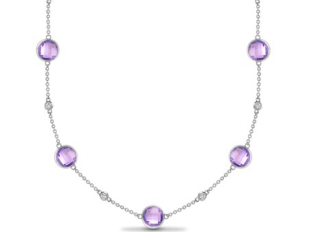 18ct White Gold Diamond And Amethyst Necklace Sale