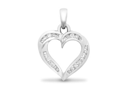 9ct White Gold Diamond Heart For Cheap