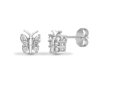 DIAMOND BUTTERFLY STUD EARRINGS IN 9K WHITE GOLD Supply