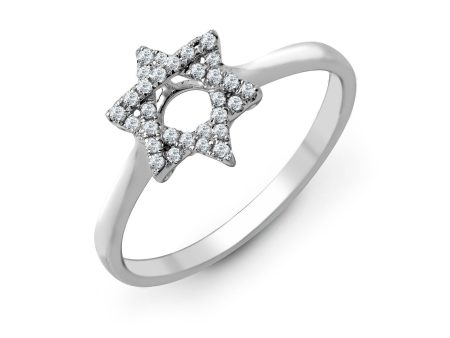 18ct White 0.13ct Diamond Star of David Ring Online