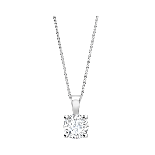 Round Cut Solitaire Diamond in Four Claw Setting Loop Pendant Cheap