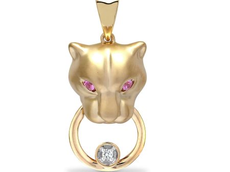 9ct Yellow Diamonds -3pts Pink Saphire -7pts Panther Pendant Online