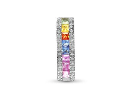 18ct White Gold Diamond And Multi Coloured Sapphire Pendant Supply