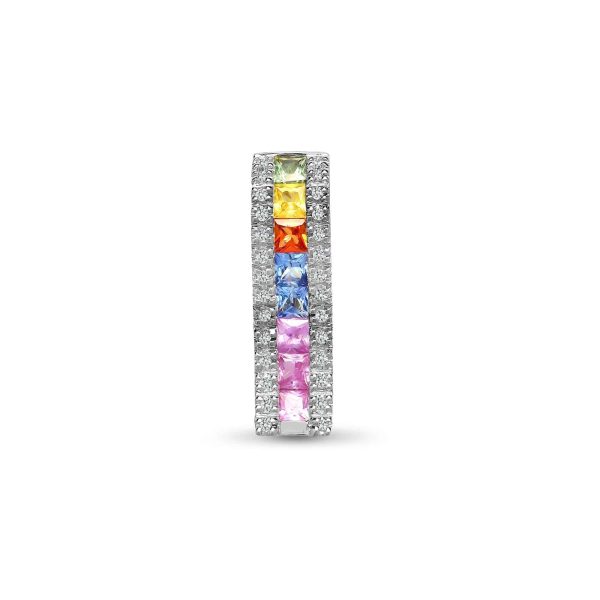 18ct White Gold Diamond And Multi Coloured Sapphire Pendant Supply