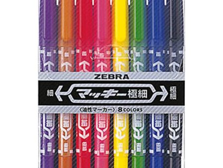 Zebra Oil-based Pen Mackee Marker Extra Fine  8-color For Sale