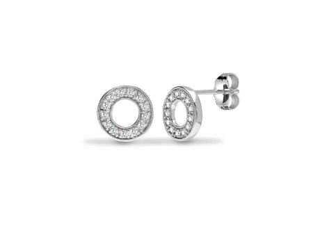 DIAMOND CIRCLE STUD EARRINGS IN 9K WHITE GOLD Hot on Sale