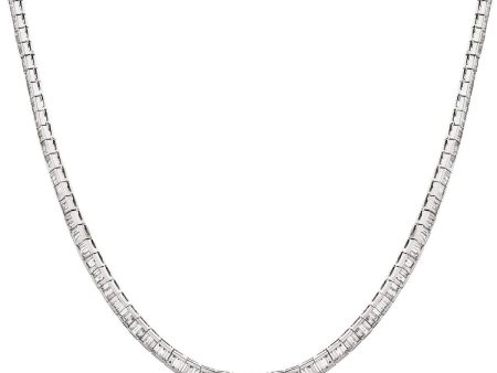 BAGUETTE CUT DIAMOND CHANNEL SETTING Necklace IN 18K WHITE GOLD on Sale