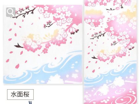 Tenugui kenema dyed tenugui water surface cherry blossoms approx. 35cm×90cm Cheap