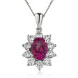 Oval Ruby with Diamond Halo Pendant Cheap