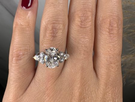 Brenny  Oval Cut 3.5 Carat Diamond Shoulder Engagement Ring For Cheap