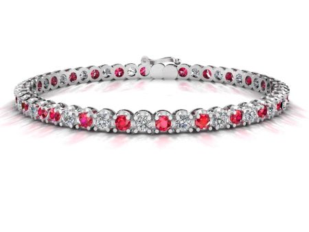 Round Brilliant Diamond and Ruby Bracelet BRDR45558 Online Hot Sale