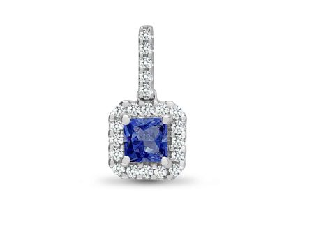 18ct White Gold Diamond And Sapphire Pendant Discount