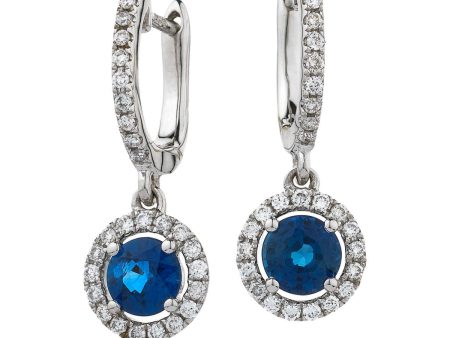 SAPPHIRE HALO HOOP DROP EARRINGS Cheap