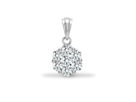 18ct White 0.50ct Diamond 7 Stone Cluster Pendant Fashion