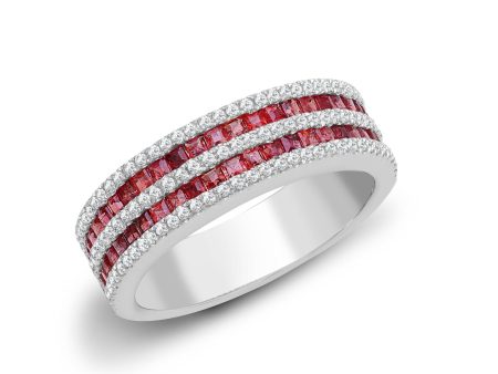 18ct White Diamond-0.35ct Ruby-0.95ct Ring Hot on Sale