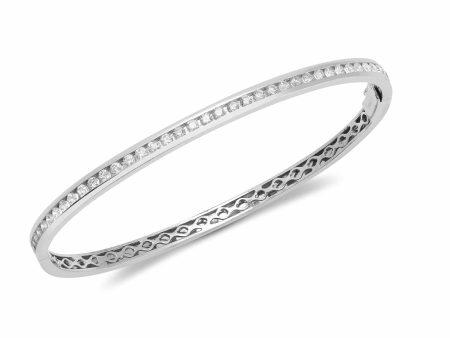 DIAMOND 1.00CT CHANNEL SETTING BANGLE IN 9K WHITE GOLD Cheap