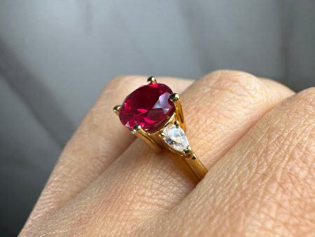 Reta  Three Stone Round Cut Ruby Trilogy Engagement Ring 3SRB11R Cheap