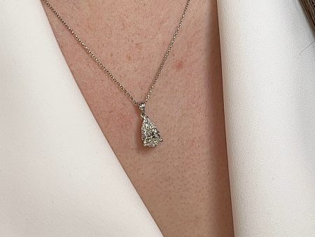 Pear Cut Solitaire Natural Diamond Pendant Necklace PPS3B on Sale