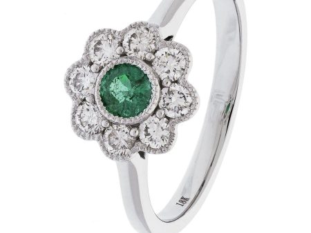 Emerald and Diamond Cluster Ring Online