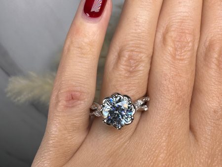 Issabelle  Blue Round Cut and Marquise Diamond Shoulder Engagement Ring Online Sale