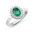 9ct White Gold Diamond And Emerald Ring For Cheap