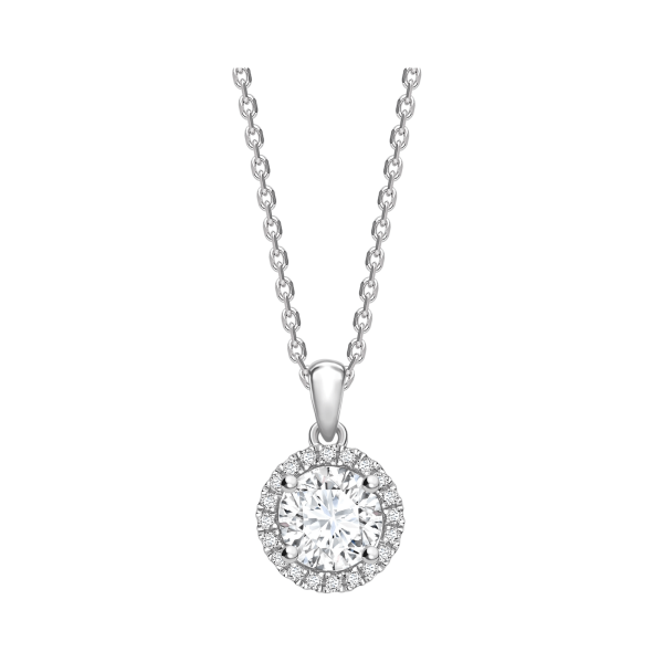 Round Cut Halo Diamond Pendant Sale