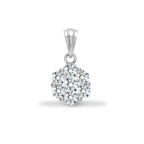 18ct White 1.00ct Diamond 7 Stone Cluster Pendant Hot on Sale