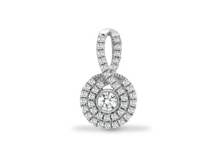 18ct White Gold 0.48ct Diamond Looped Bale Cluster Pendant Hot on Sale