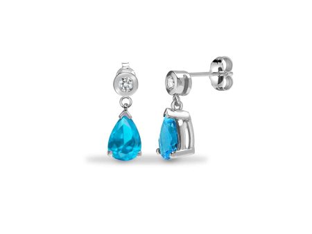 AQUAMARINE DROP EARRINGS IN 9K WHITE GOLD Fashion